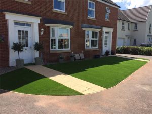 Artificial lawns for two adjoining properties in Cullompton