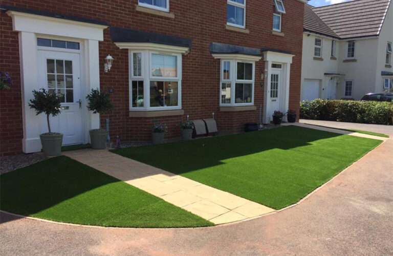 Artificial lawns for two adjoining properties in Cullompton