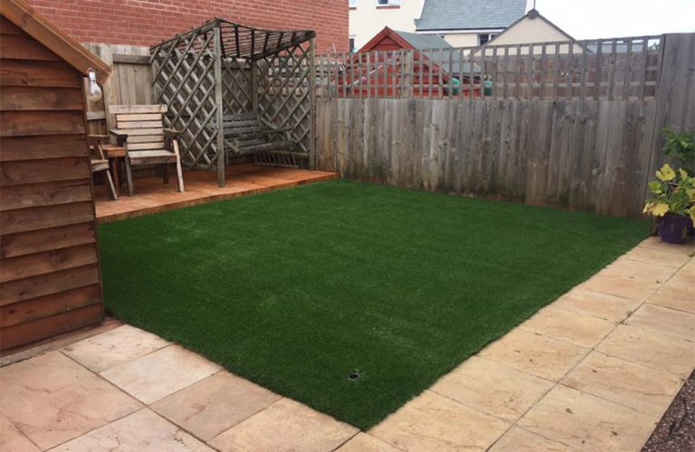 Finished artificial grass area at a newly built home in Cranbrook
