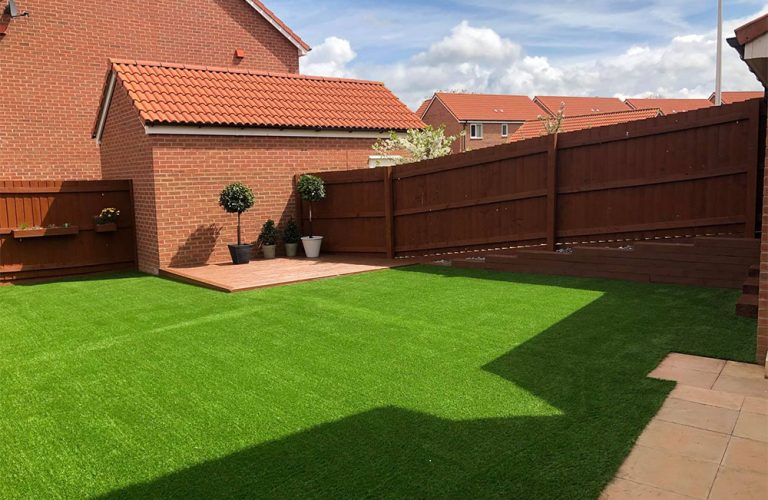 The finished expanse of artificial lawn for a new build in Cranbrook