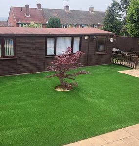 Smartening a summer house frontage with artificial grass