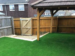 Transformed back garden space with artificial grass