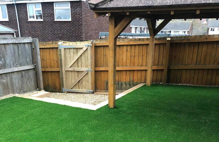 Transformed back garden space with artificial grass